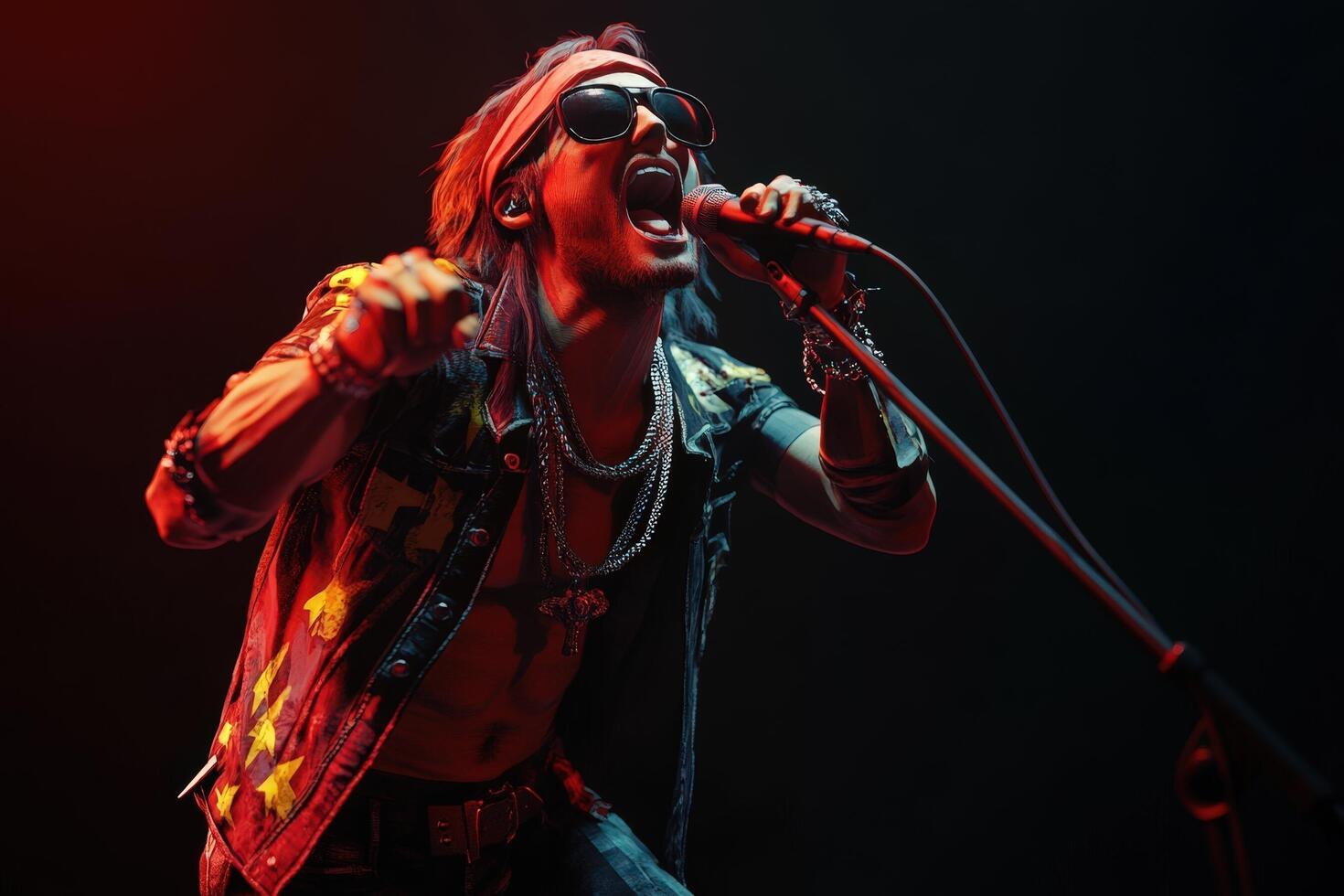 A Male Rock Singer Performs On Stage photo