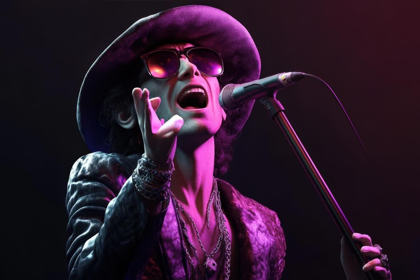 A Singer in a Hat Performing on Stage photo