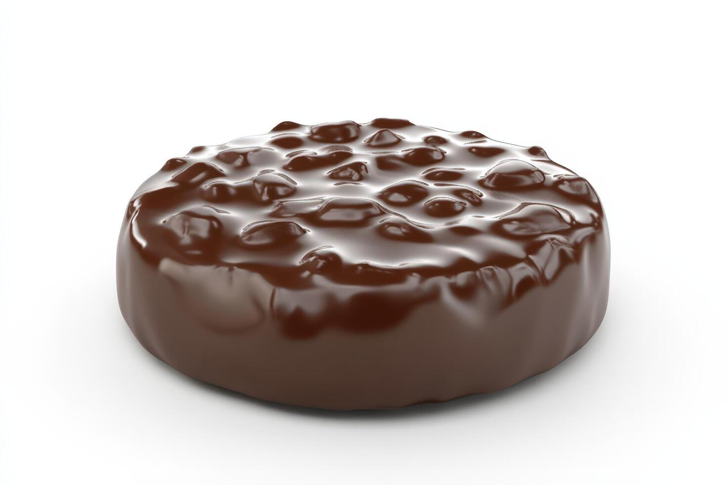 A single round chocolate confectionery with a textured surface photo