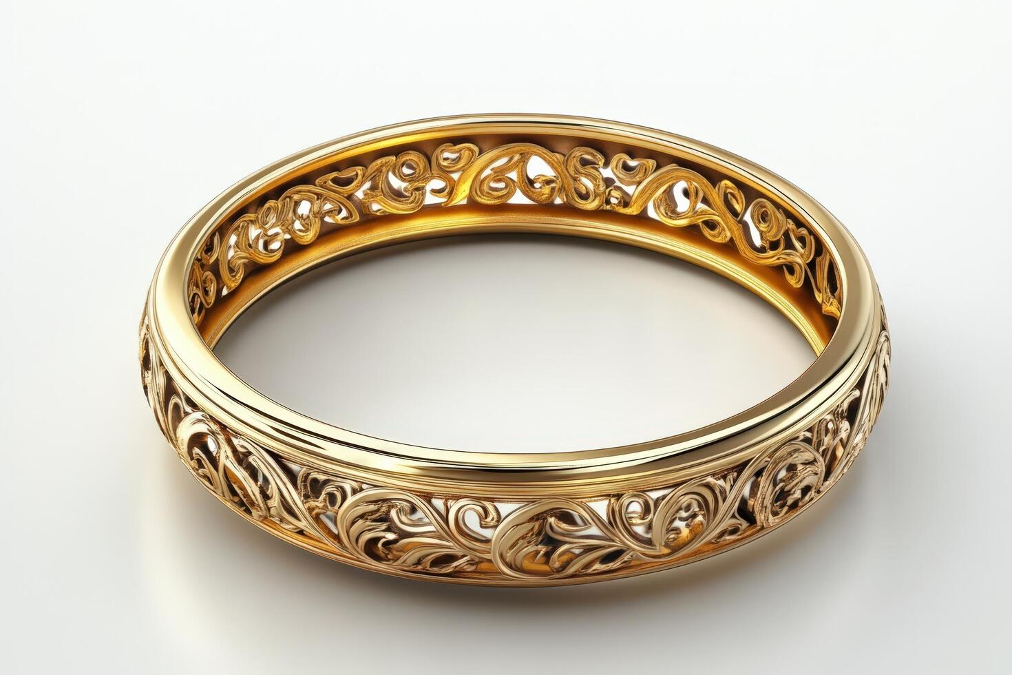 Ornate Gold Ring with Intricate Filigree Design photo
