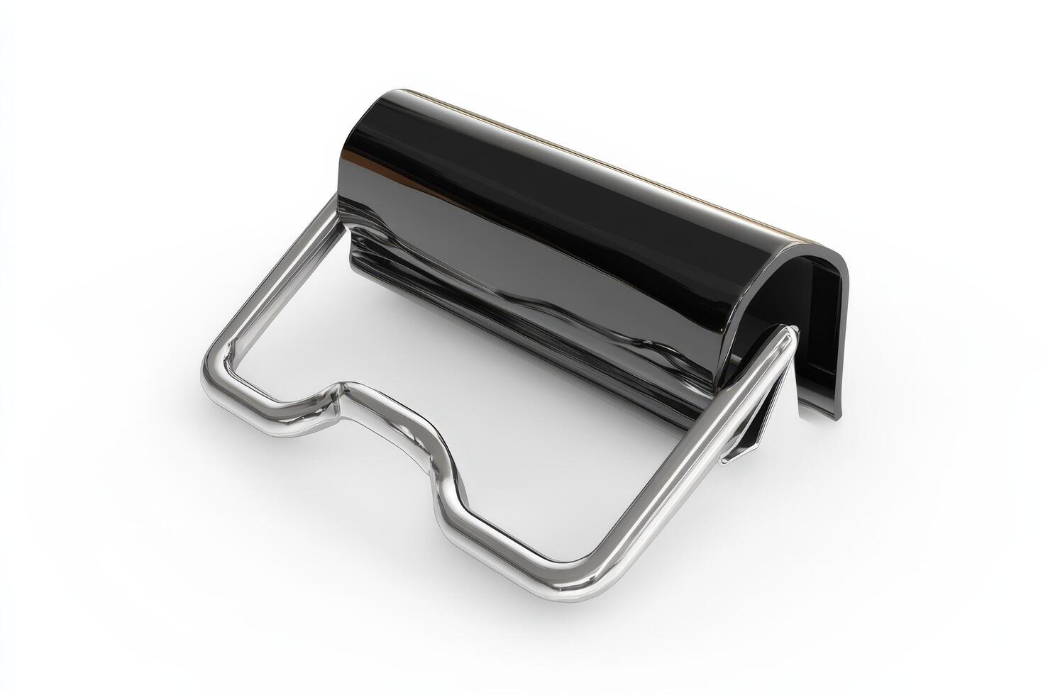 Sleek Black And Chrome Recessed Handle Design photo