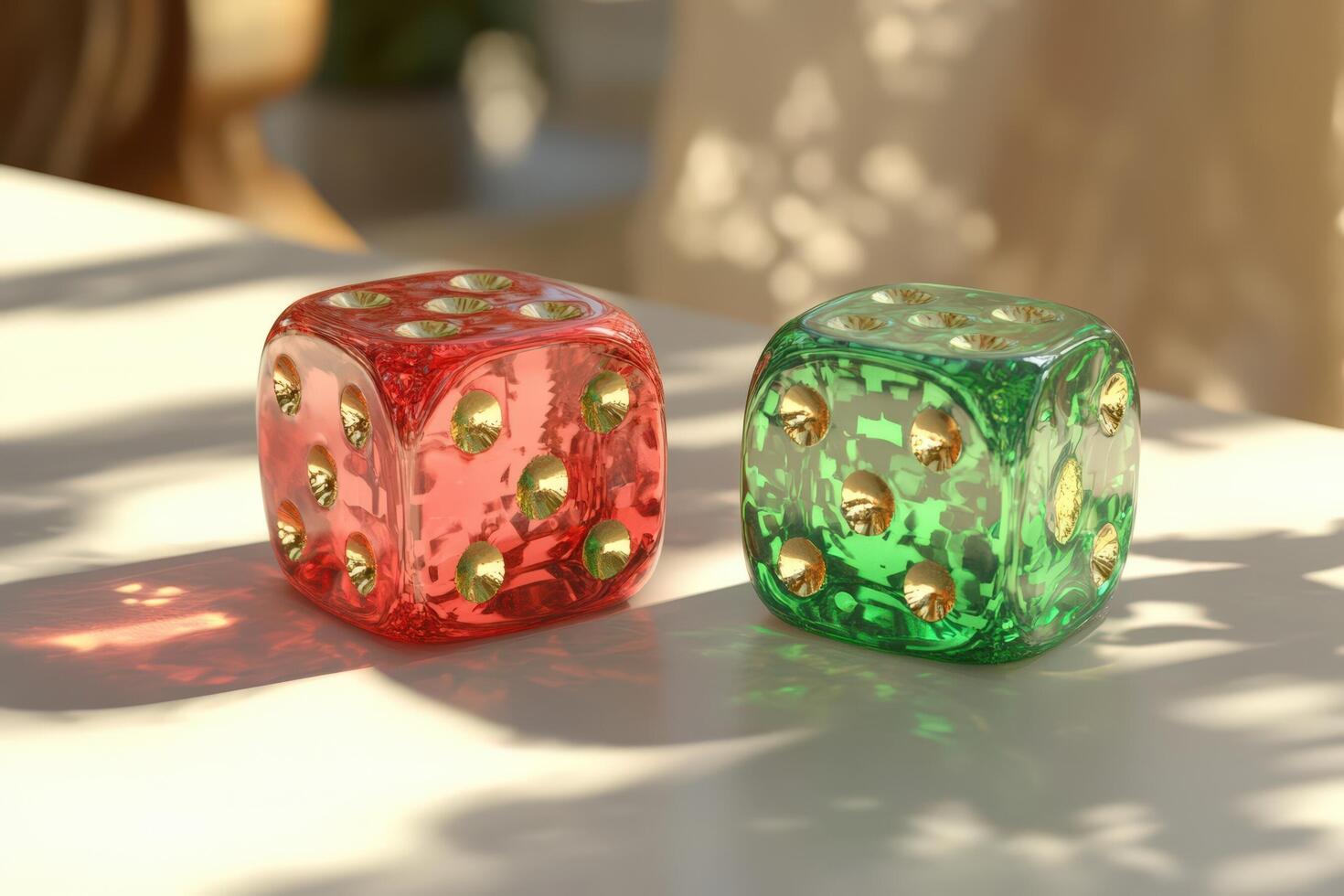 Two Glass Dice Resting On A White Surface photo