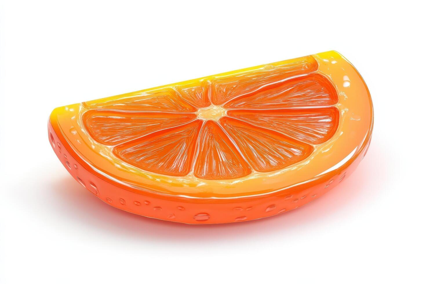 A vibrant orange slice segment gleaming brightly photo