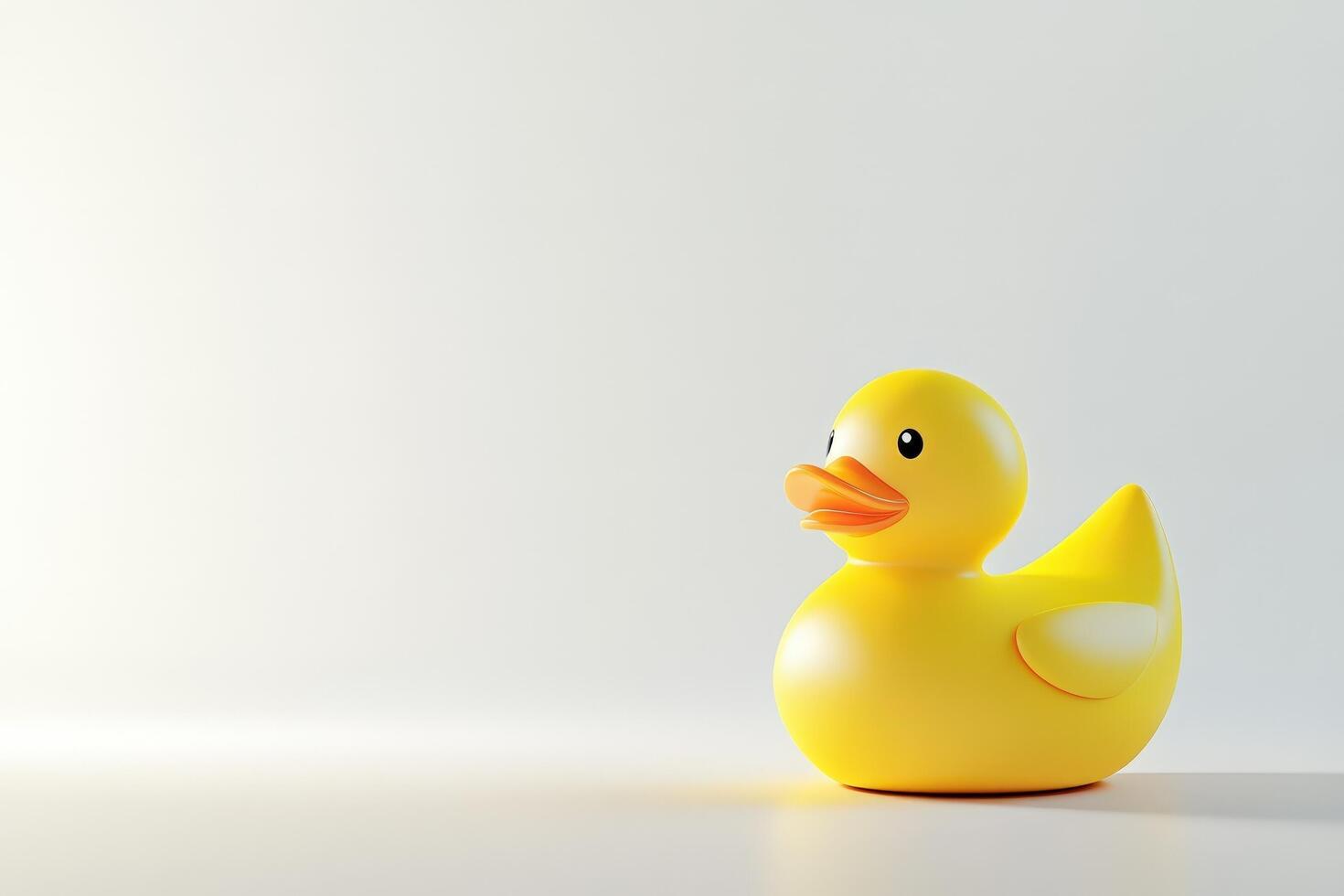A Yellow Rubber Duck on a White Background photo