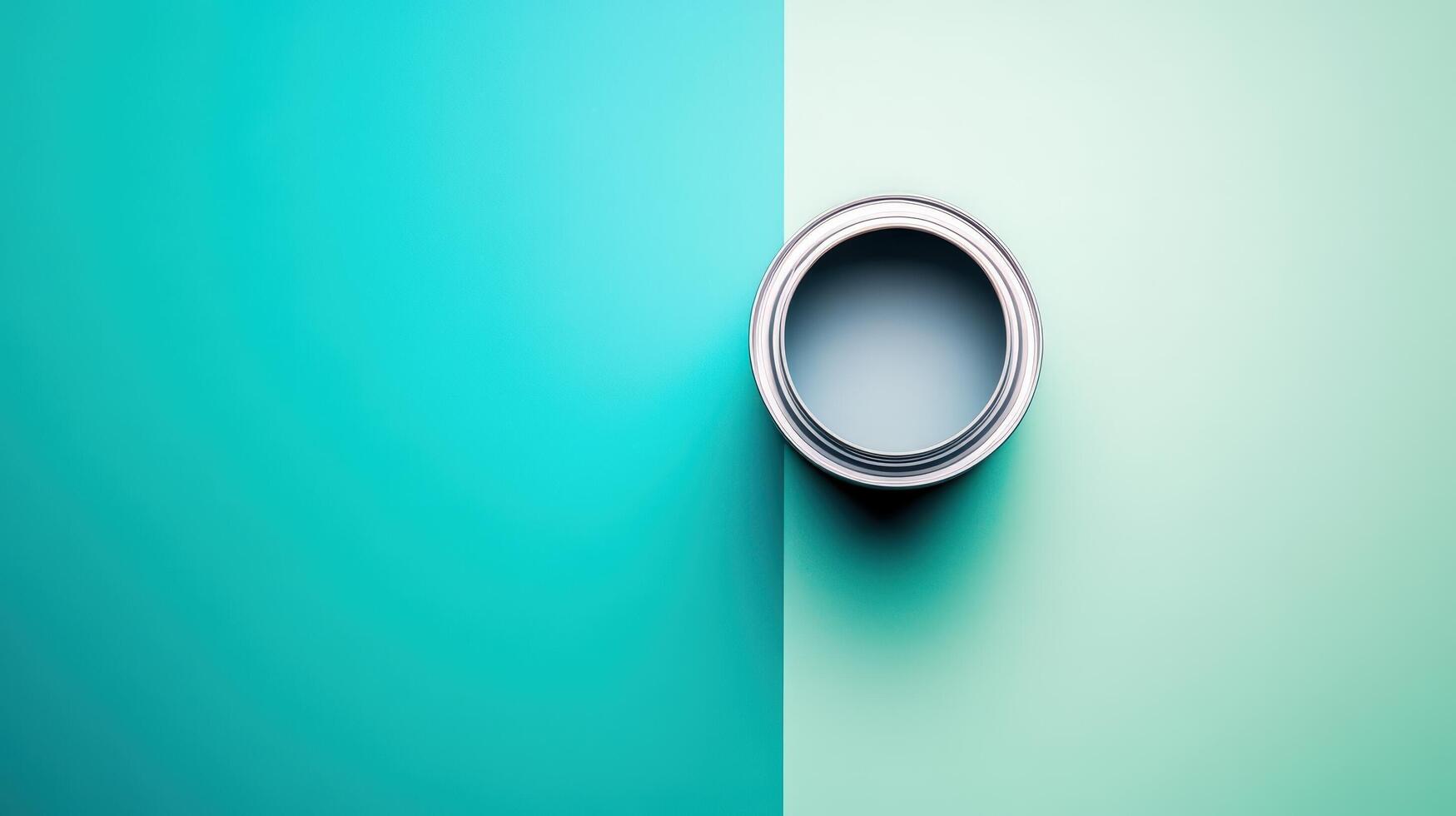 A Paint Can Sits on a Two Tone Background photo