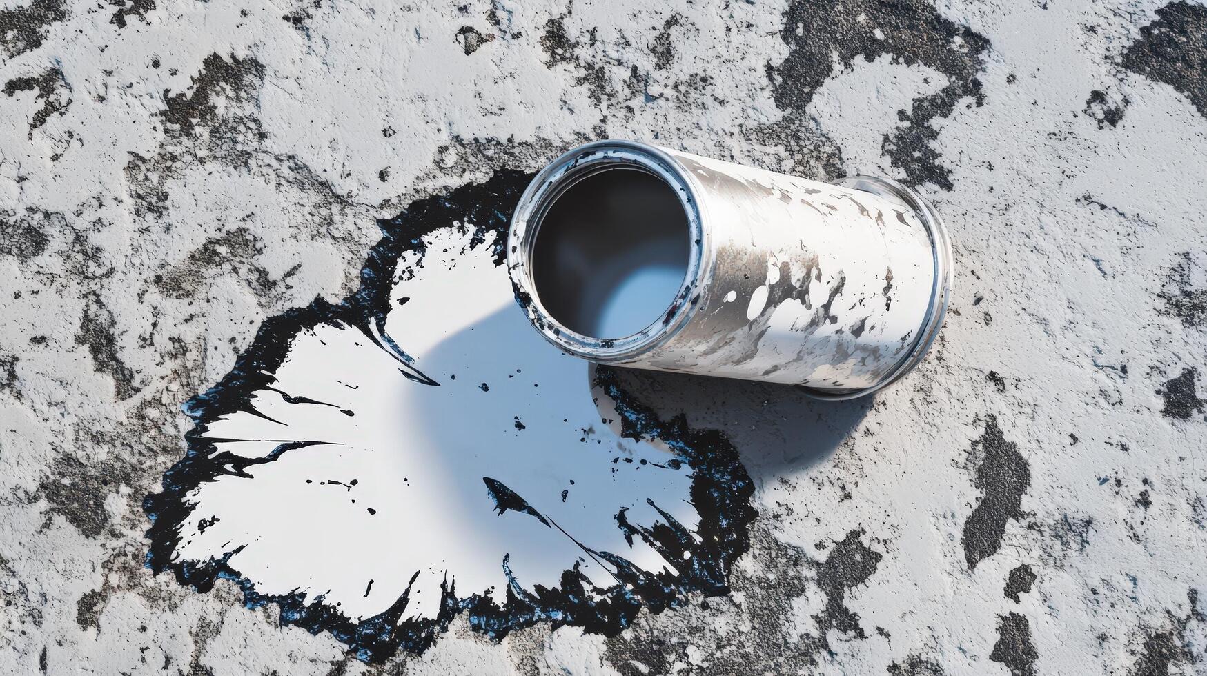Spilled Paint From A Tipped Over Can On Rough Surface photo
