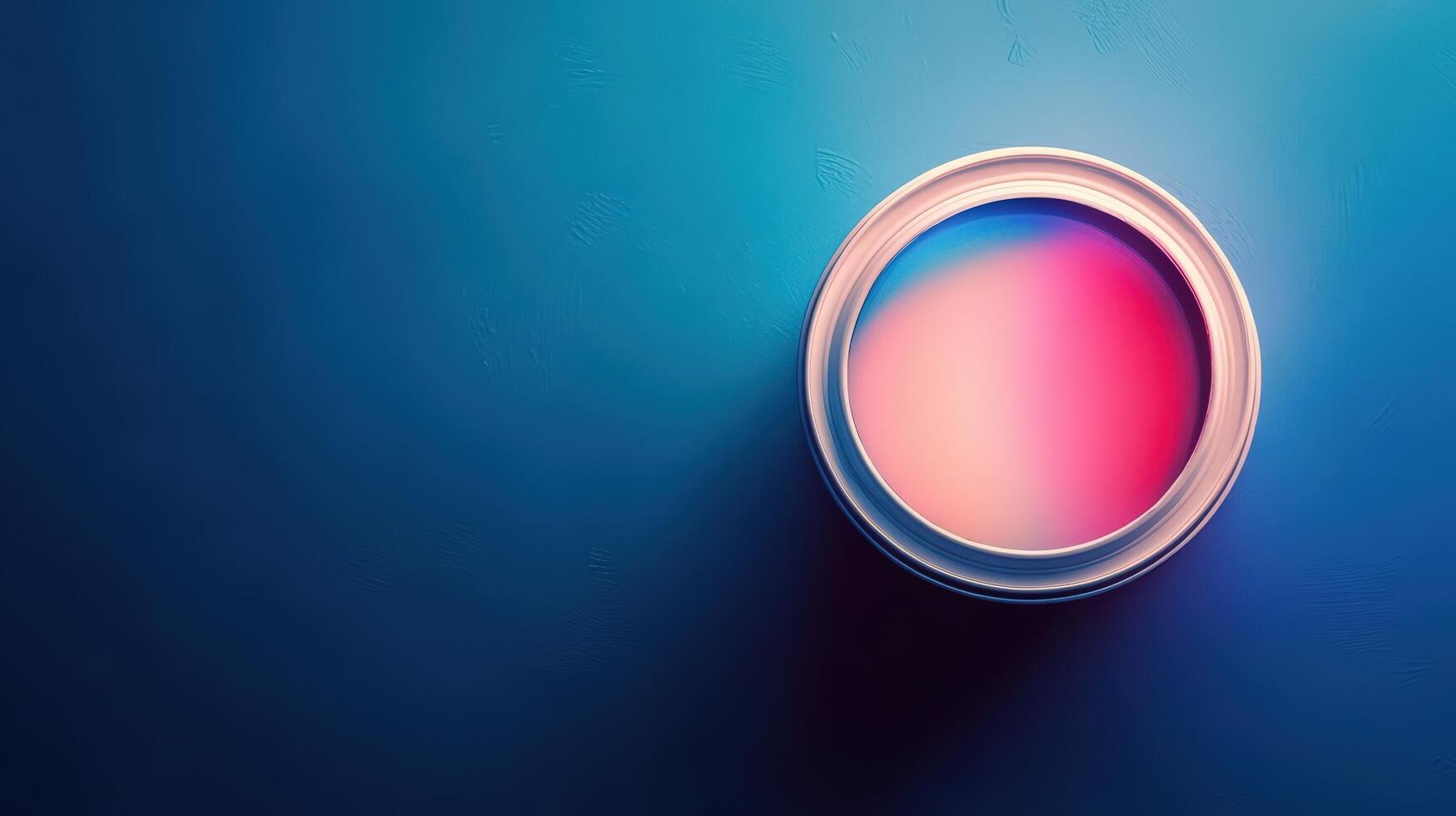 Paint Can with Gradient Color Inside on Blue Background photo