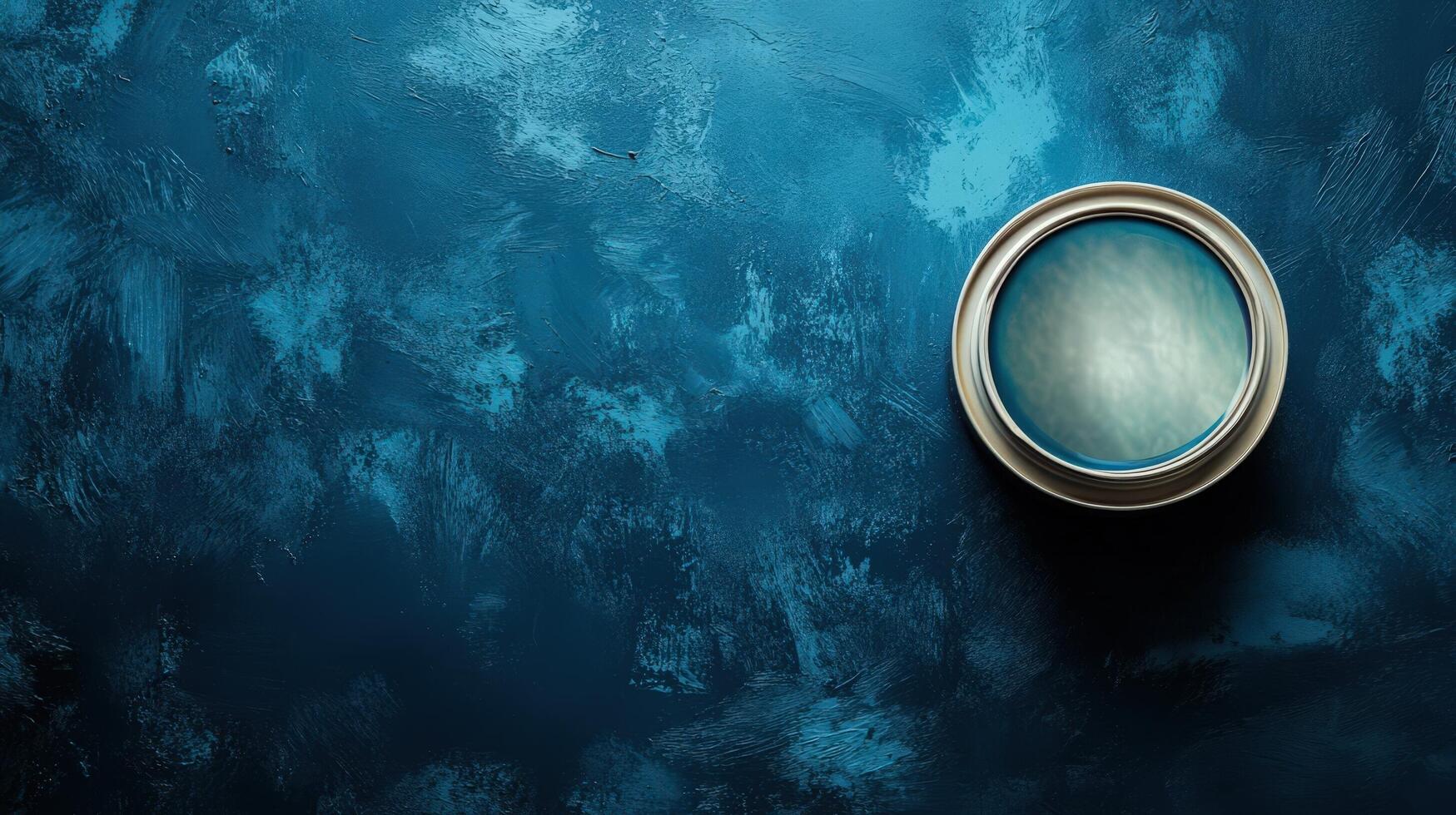 Metallic Paint Can on Textured Blue Background photo
