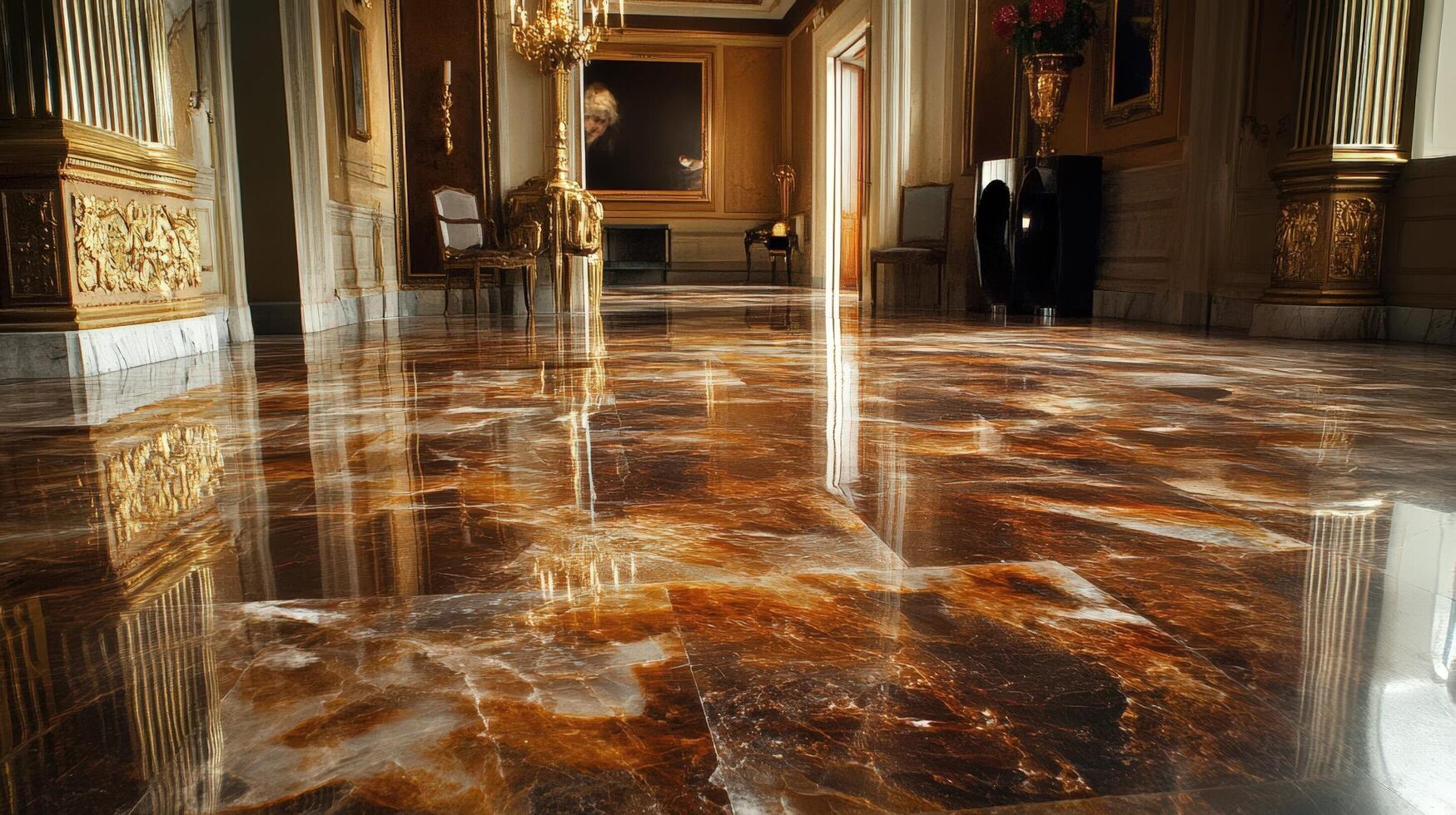Elegant Marble Floor In A Gilded Palace Hall photo