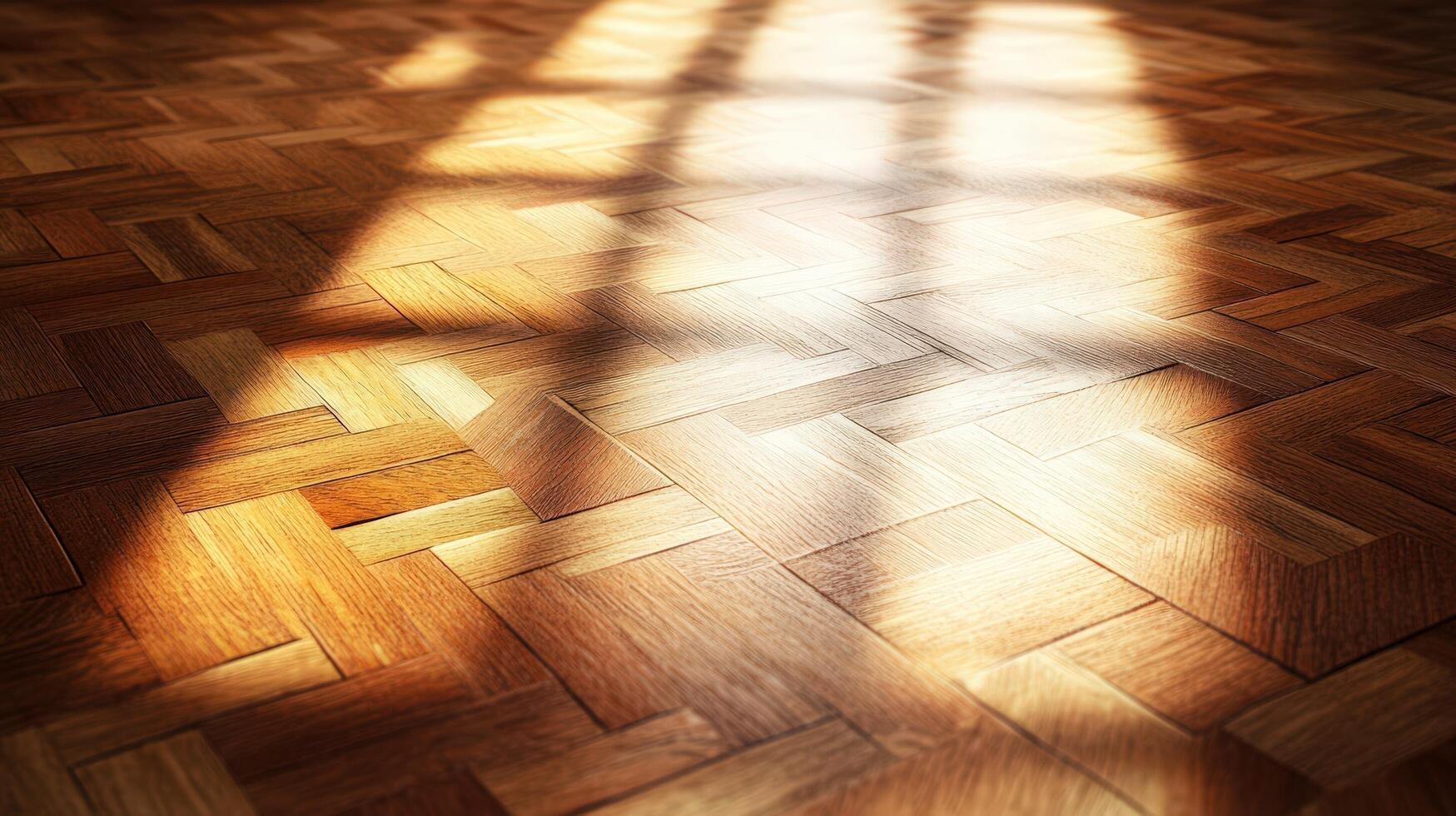 Sunlit Wooden Herringbone Floor Pattern photo