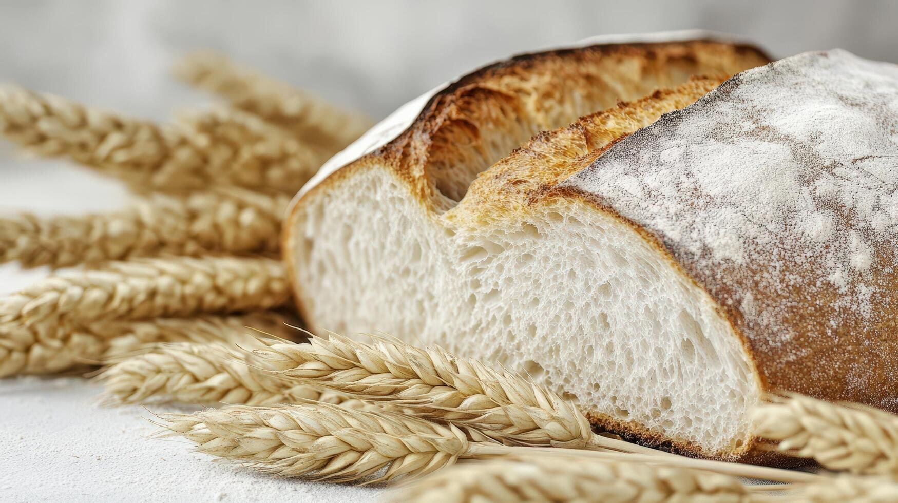Bread and wheat on a table photo