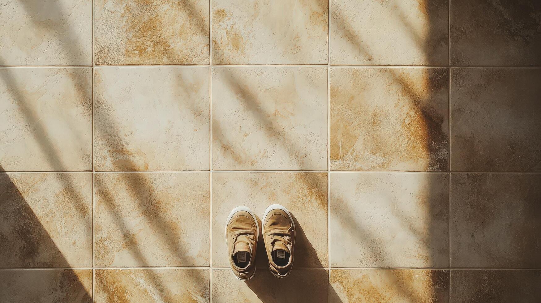 A pair of shoes on a tiled floor photo