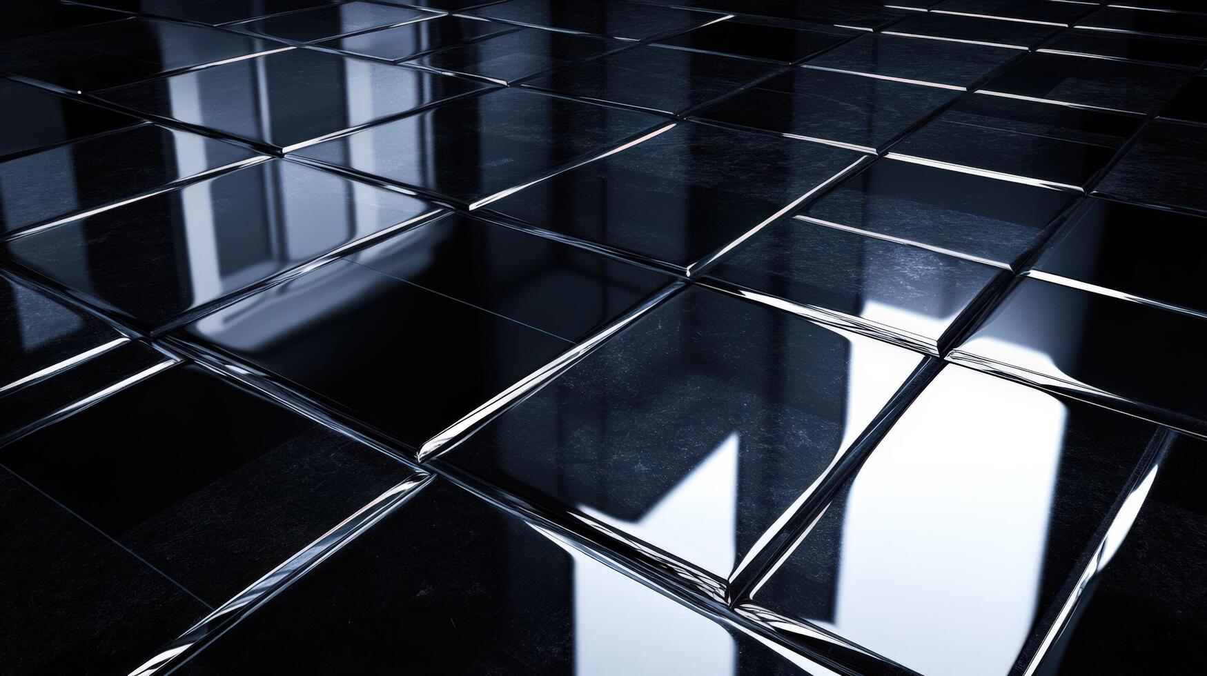 A black and white image of a shiny floor photo