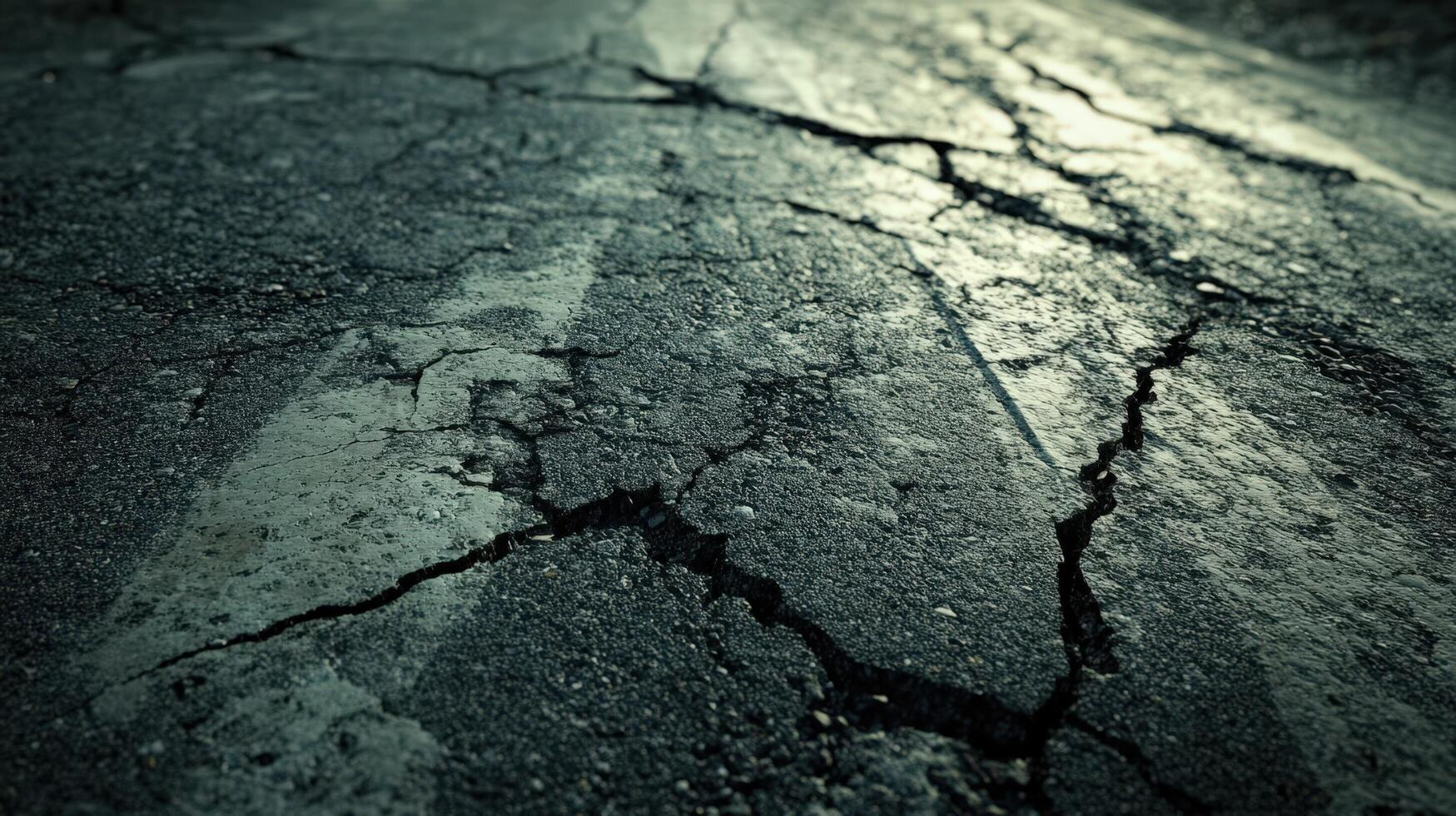 An asphalt road with cracks and cracks photo