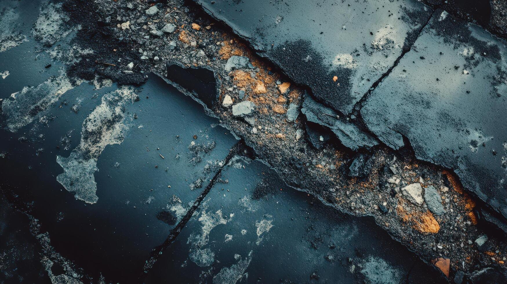 A close up of a cracked concrete wall photo