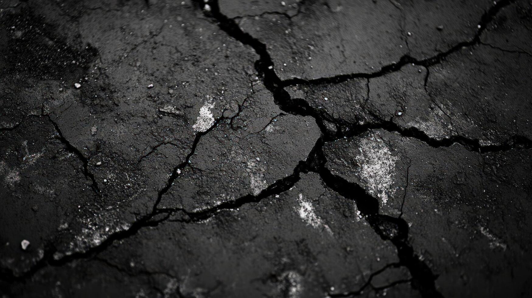 Crack in the ground with a black background photo