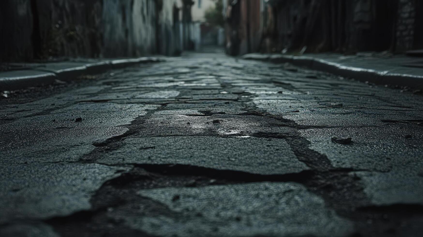 Dark Alleyway Cobblestone Street Path photo