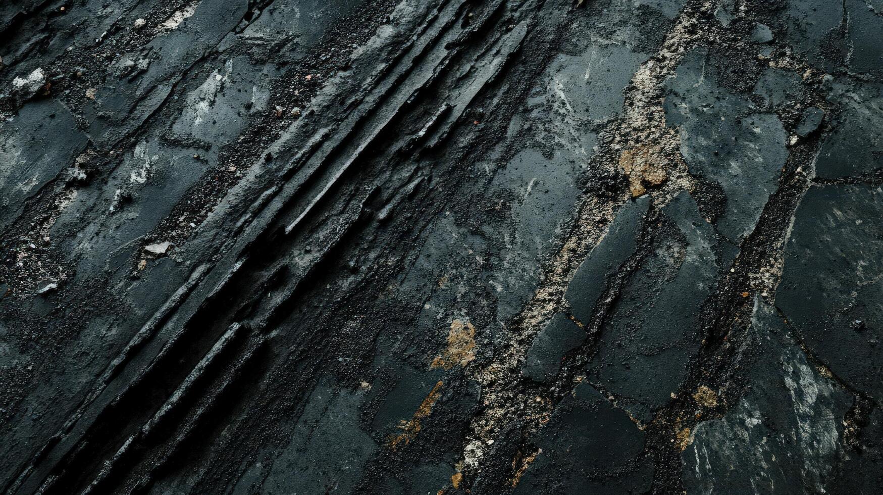 Dark Textured Surface With Deep Grooves And Cracks photo