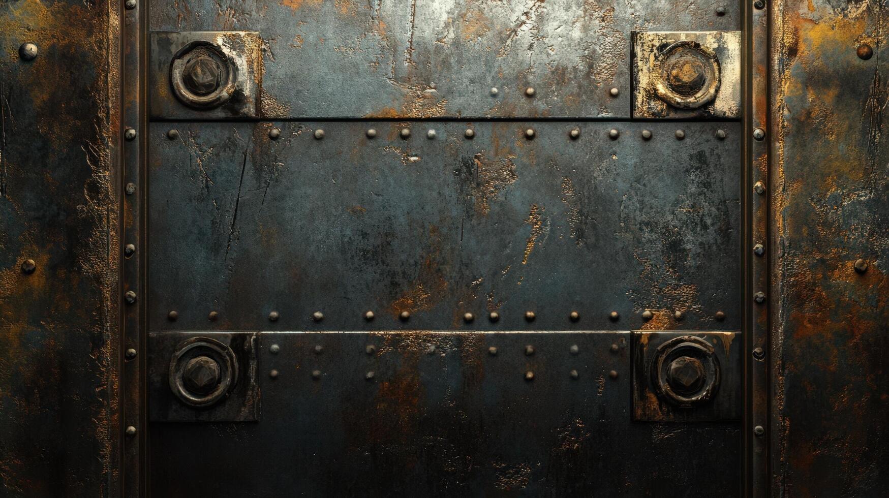 Rusted Metal Panel With Decorative Fasteners photo