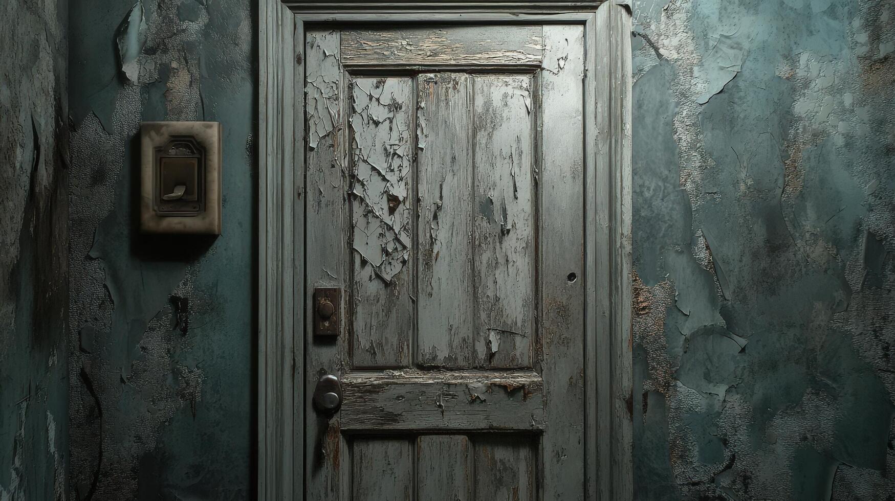 Weathered Doorway in a Decaying Room photo