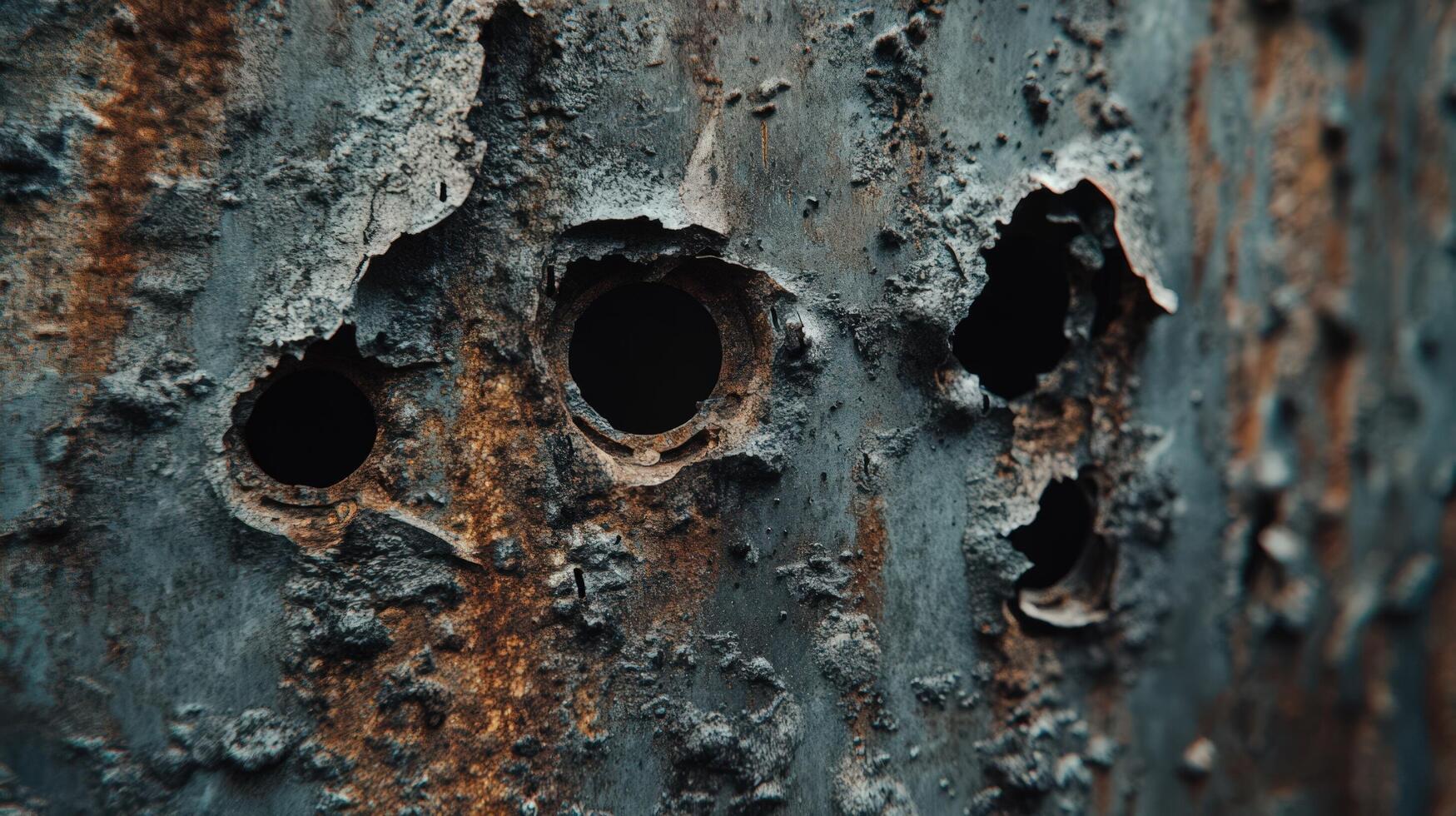 Rusted Metal Surface With Multiple Holes Showing Decay photo