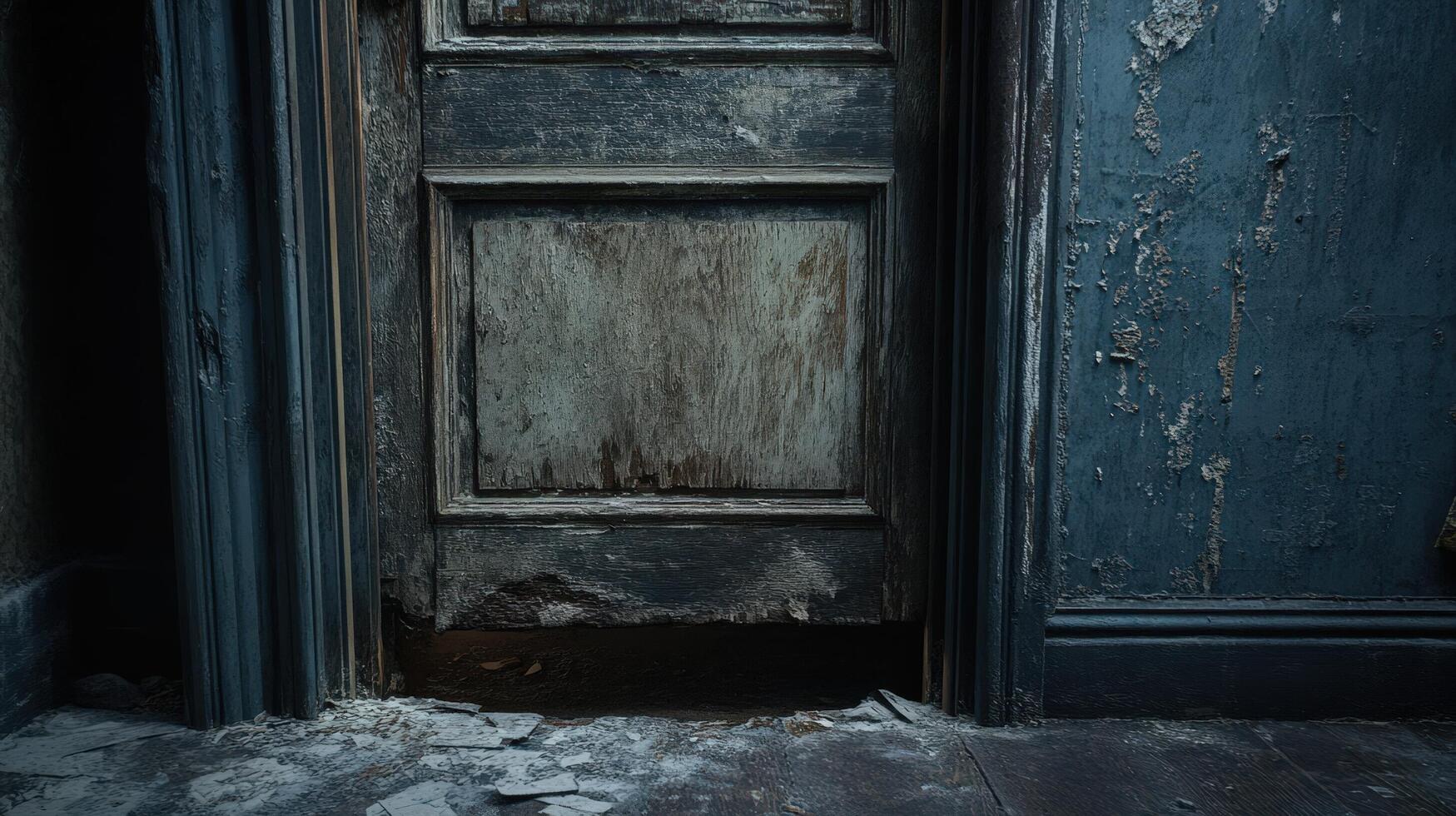 Aged Wooden Doorway Shows Significant Decay And Damage photo