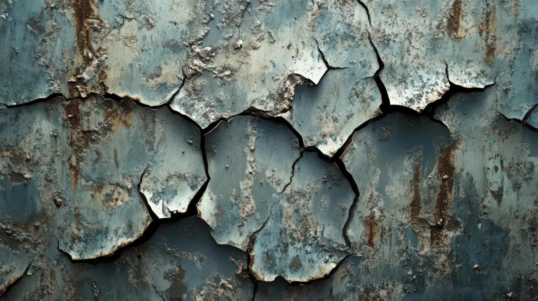A close up of a rusty metal wall with cracks photo