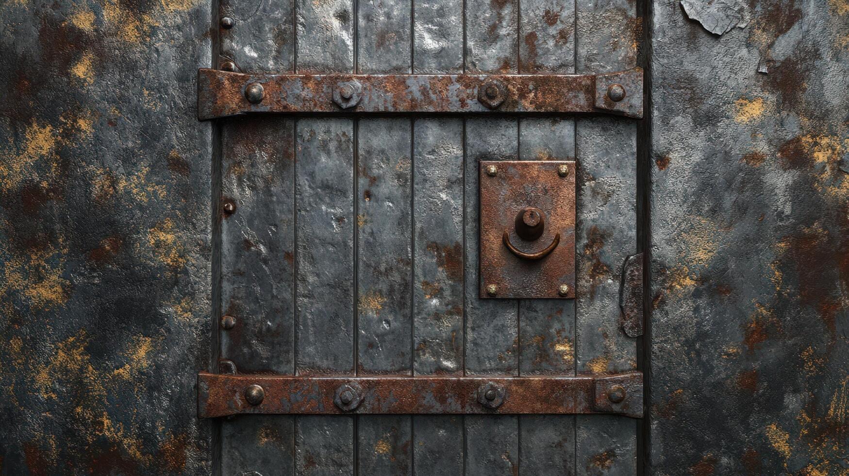 Rustic Metal Door With Aged Iron Hardware photo