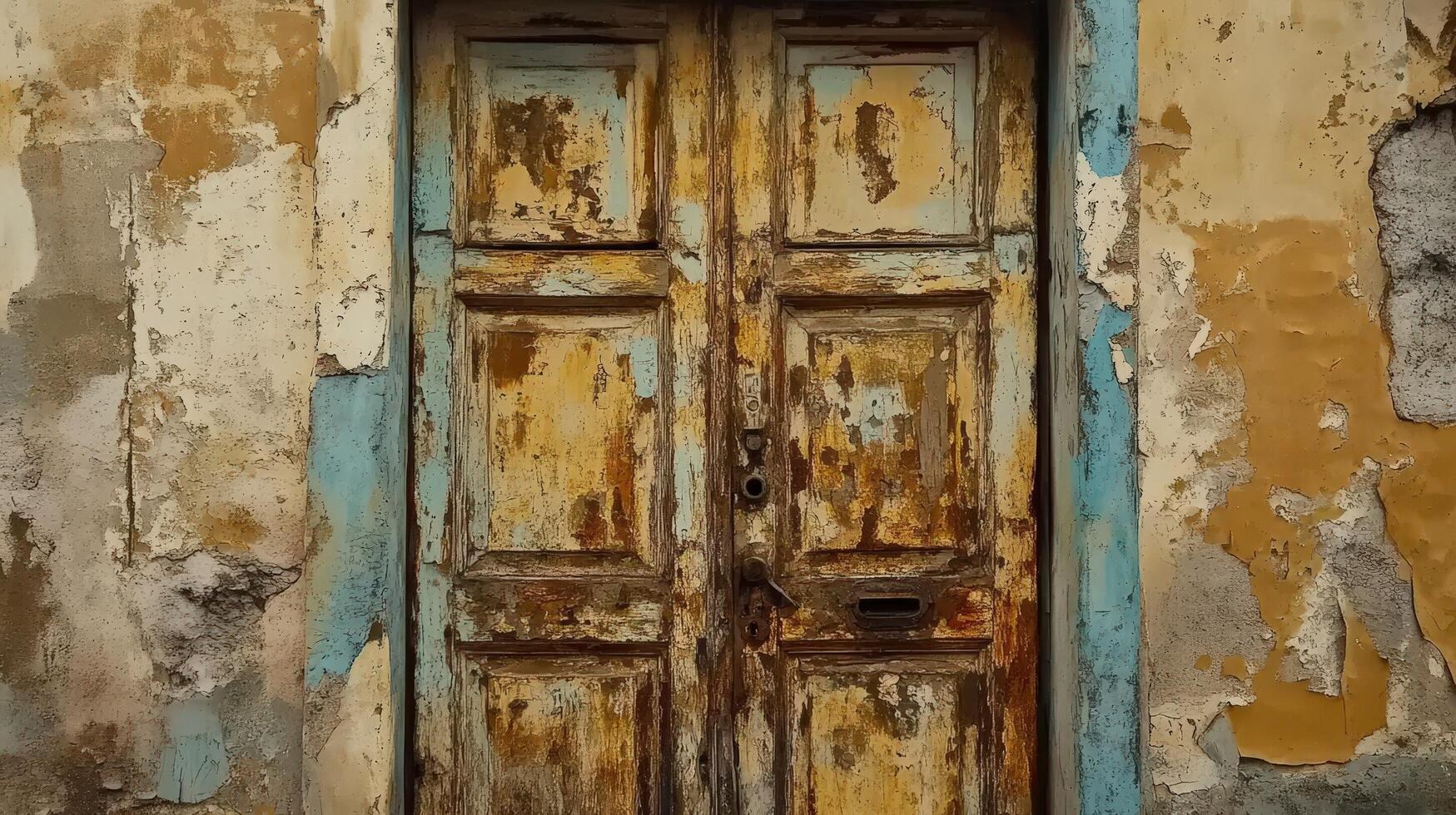 An old door in a dilapidated building photo