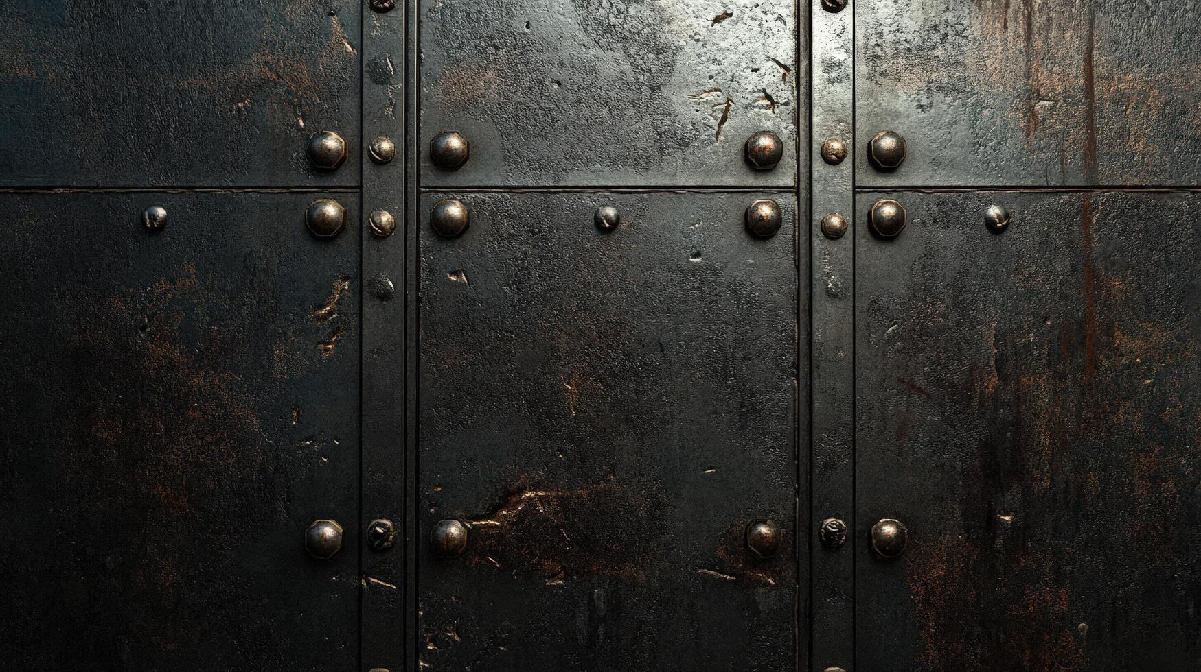 Dark Metal Panel With Decorative Rivets photo
