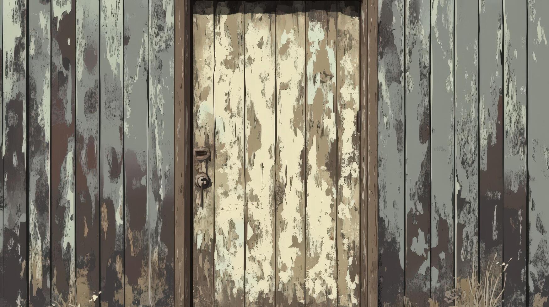 Weathered Wooden Door in a Rustic Building photo