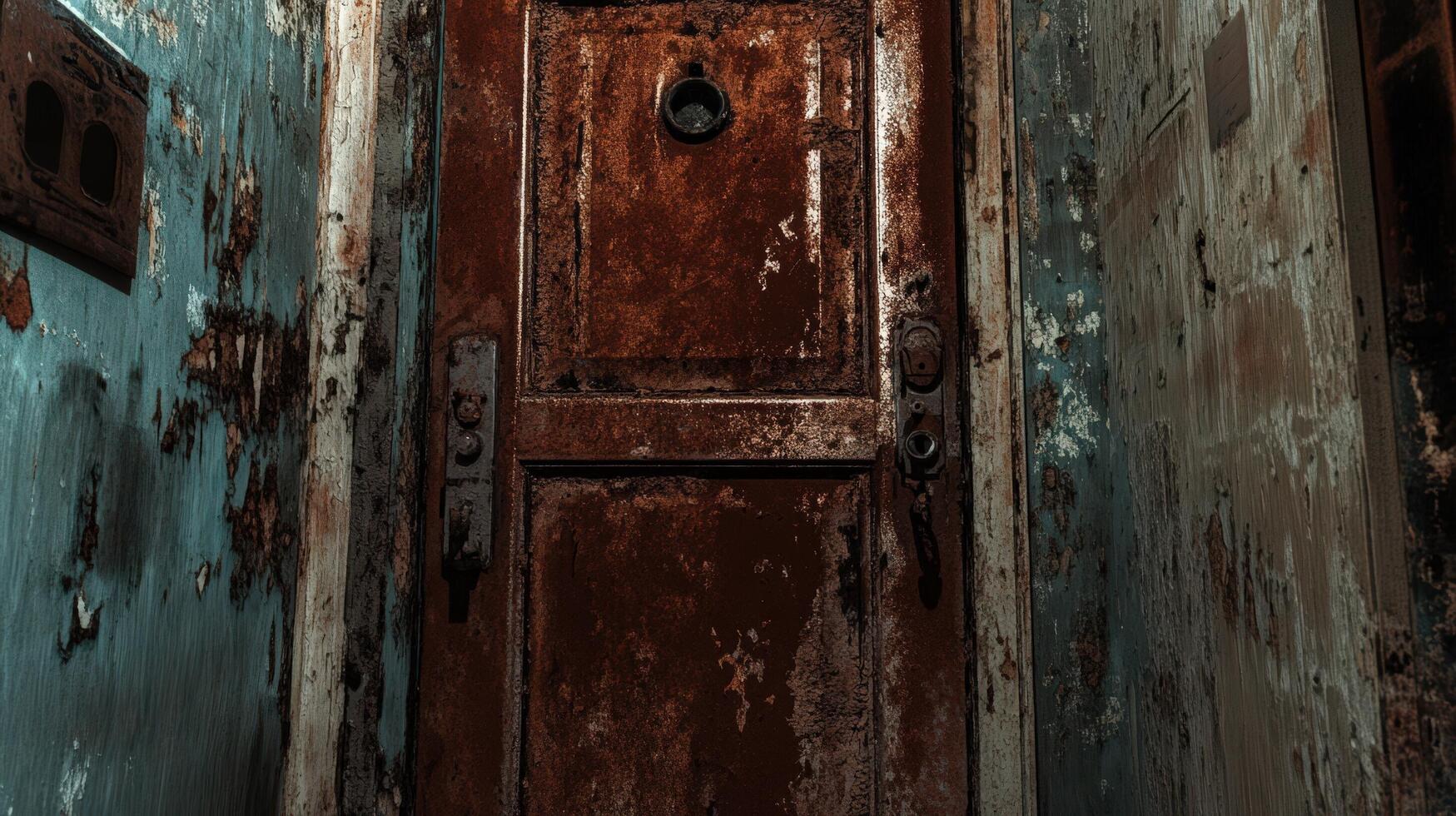 Rusty Doorway in a Decaying Building photo