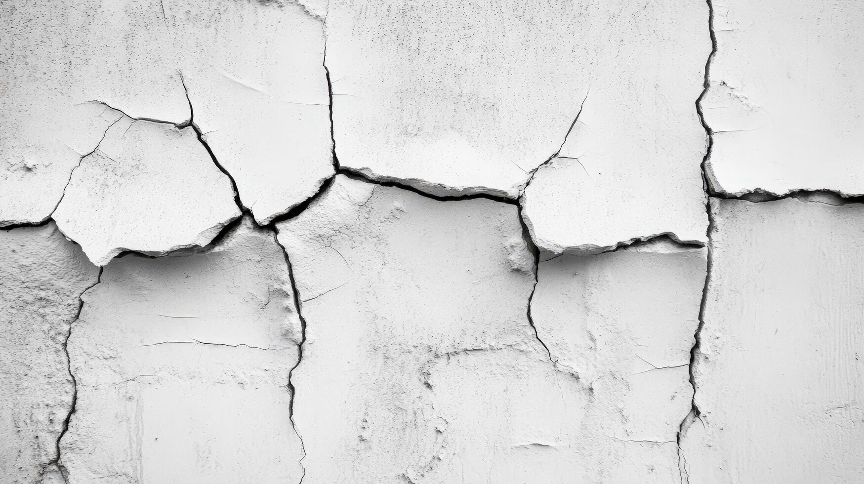 Cracked white wall texture showing significant damage photo
