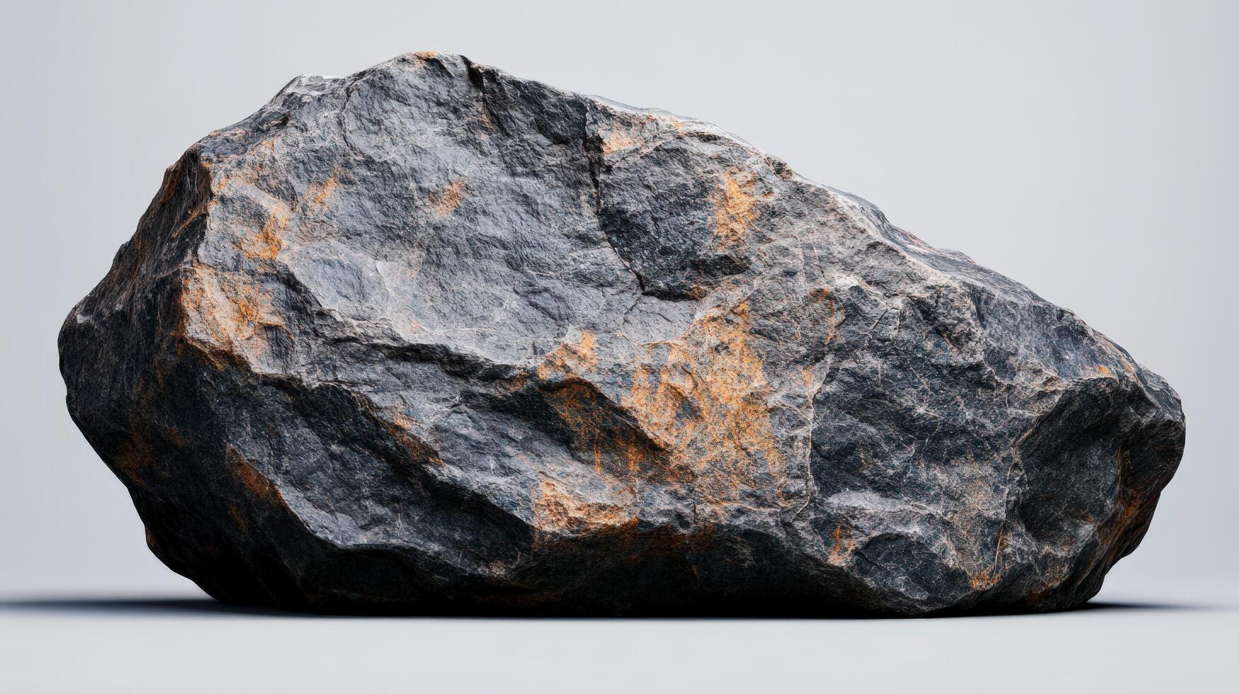 Large Dark Grey Rock With Orange Accents photo