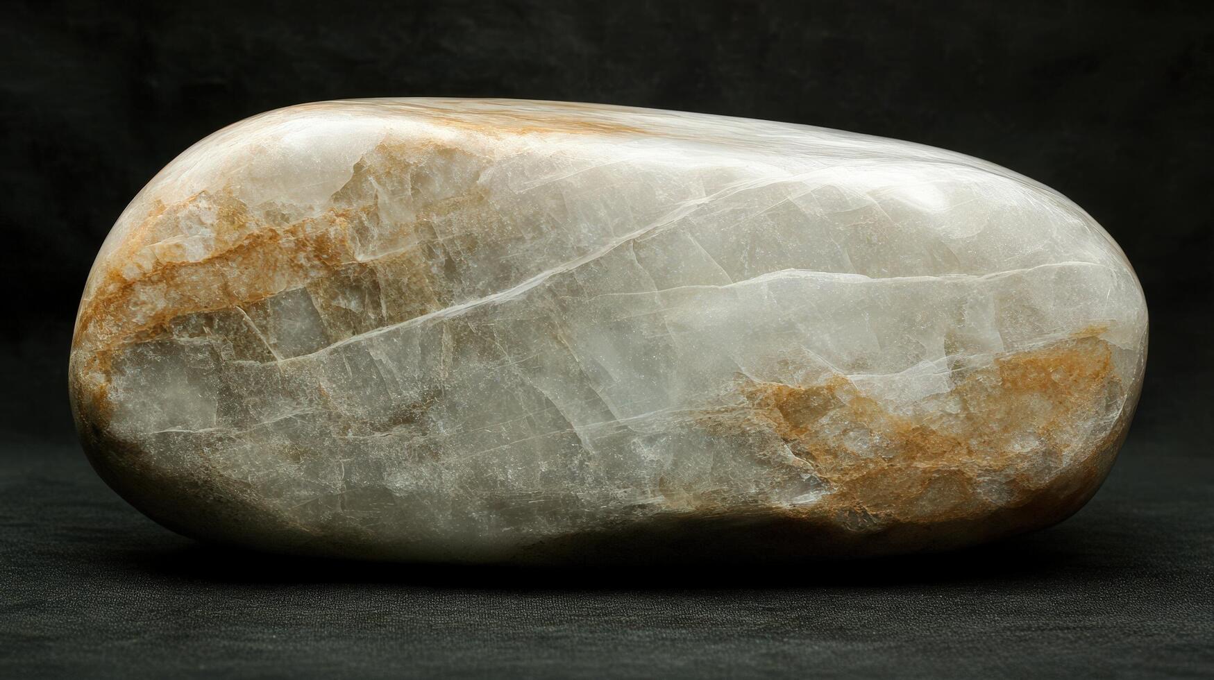 Polished Stone Showing Veins of White and Brown photo