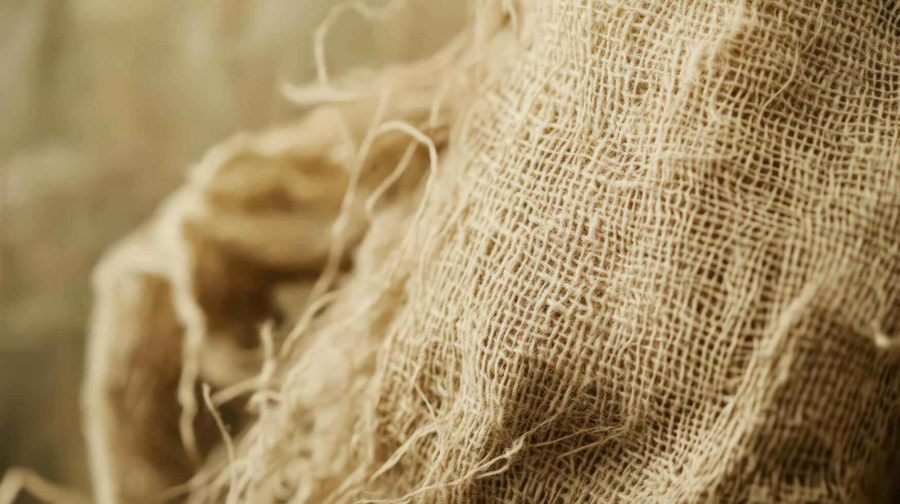 Close up view of a beige burlap fabric texture photo