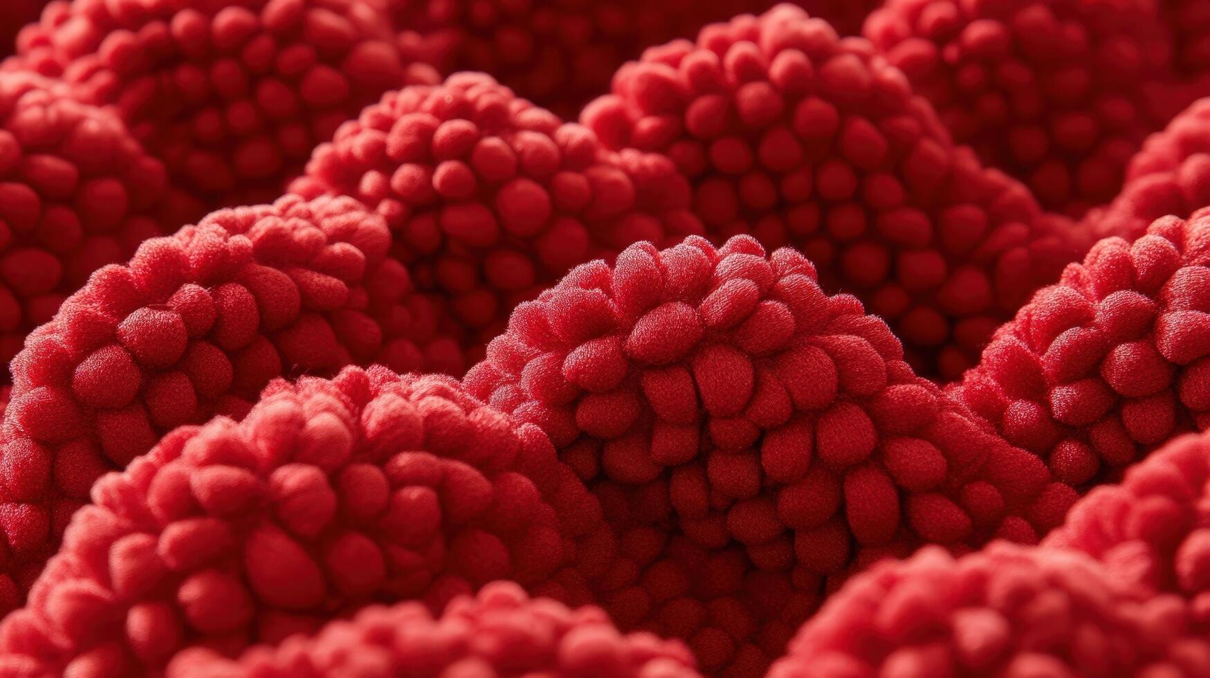 Red textured surface resembling clustered spheres photo
