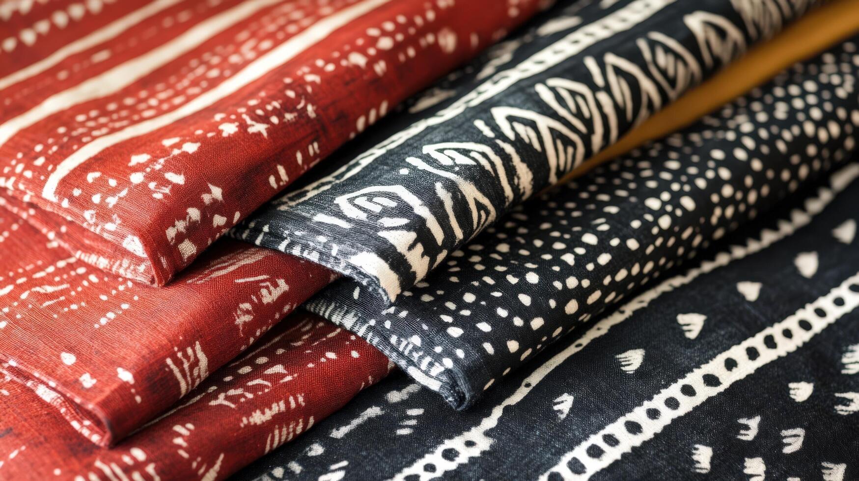 Stacked Fabrics Showcasing African Inspired Prints photo