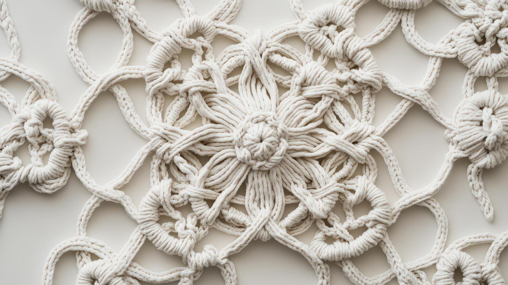 Intricate Macrame Knotting Creates a Delicate Floral Design photo
