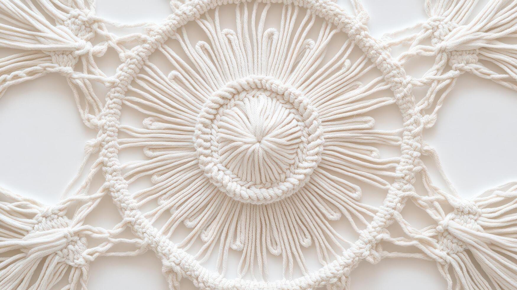 Intricate Macrame Knotting Creates Circular Mandala Design photo