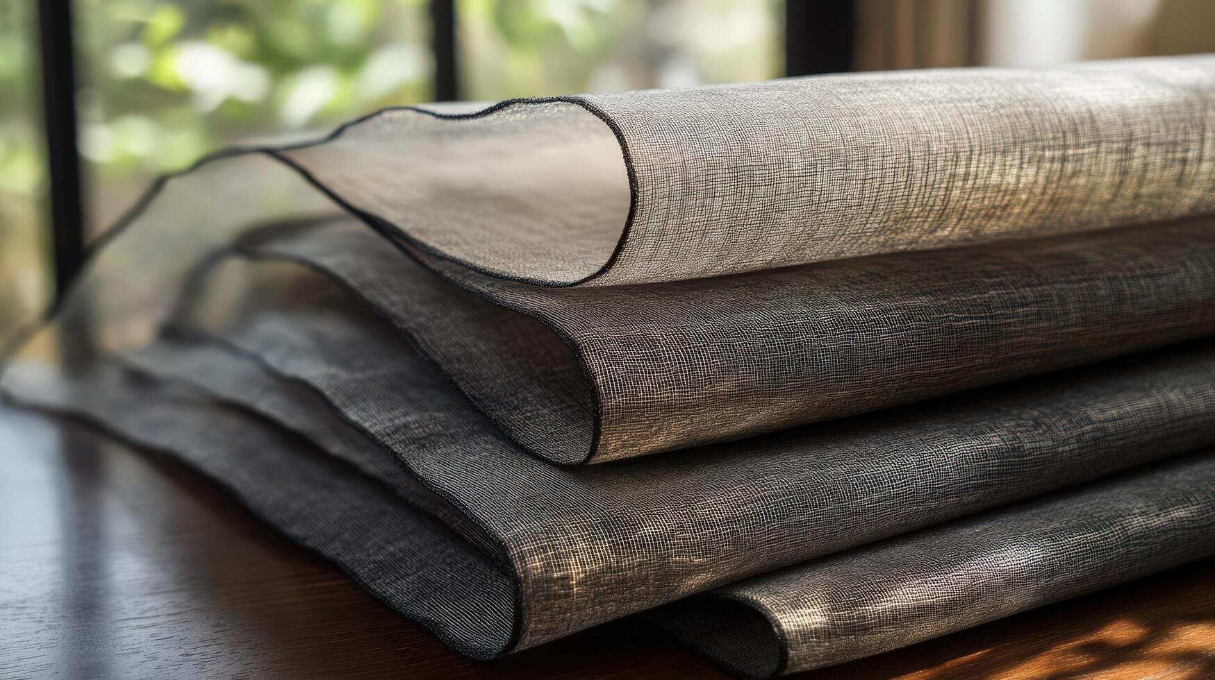 Elegant Fabric Rolls Displaying Textured Weave photo