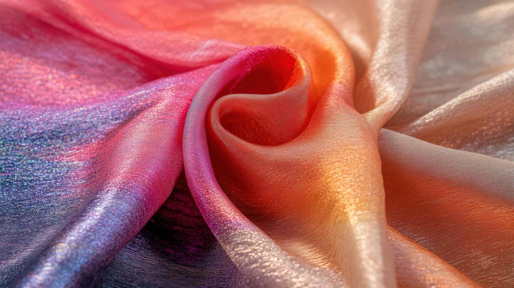 Draped iridescent fabric showcasing ombre color transitions photo
