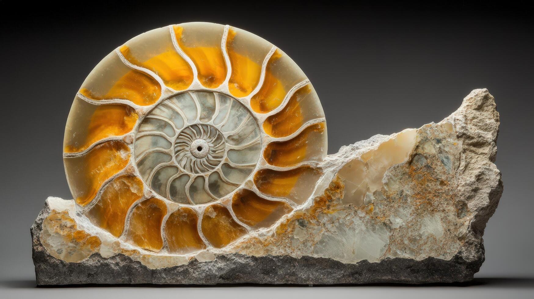Ammonite Fossil in Stone Matrix Display photo