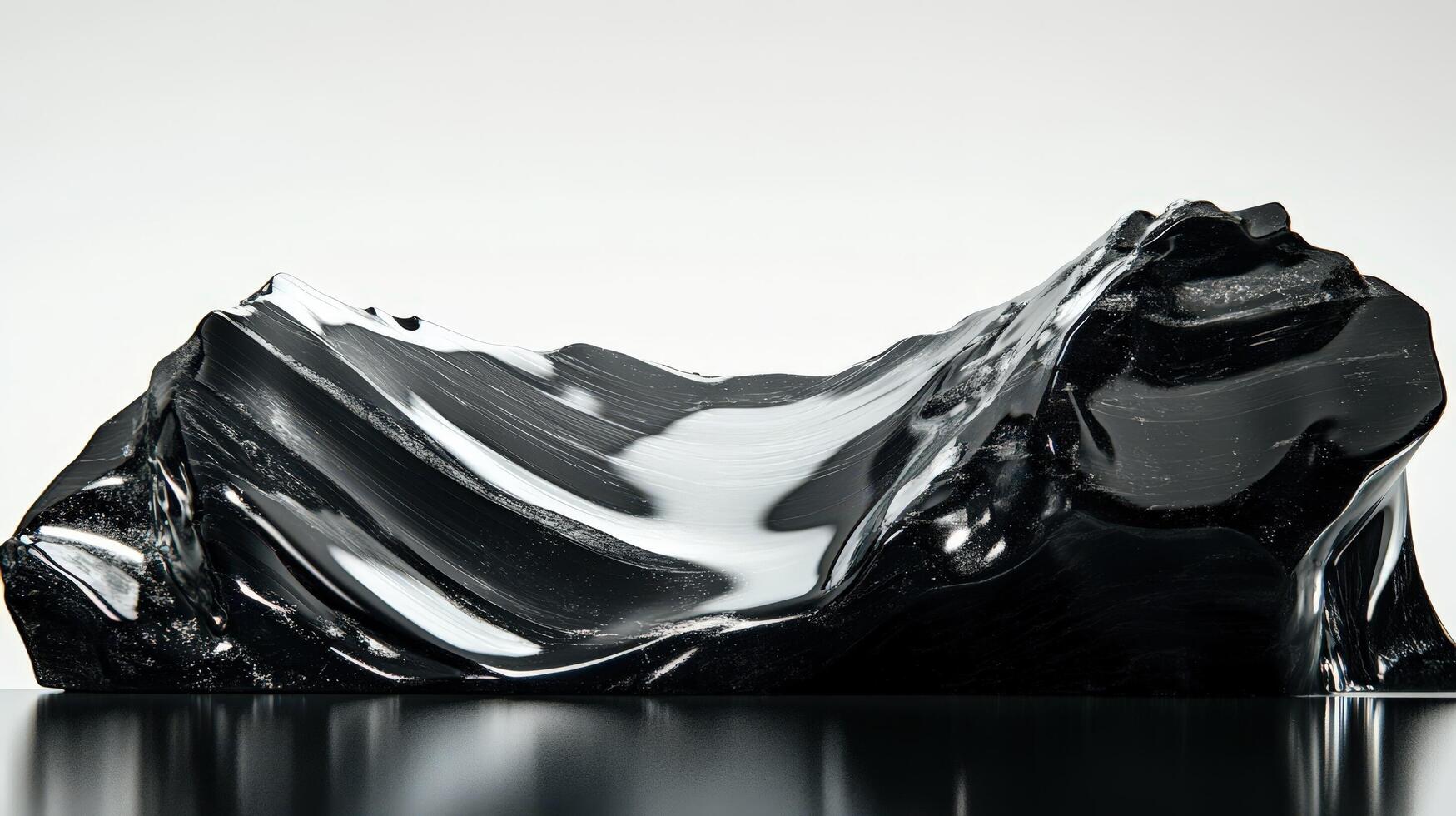 Abstract Black Glossy Sculptural Form photo
