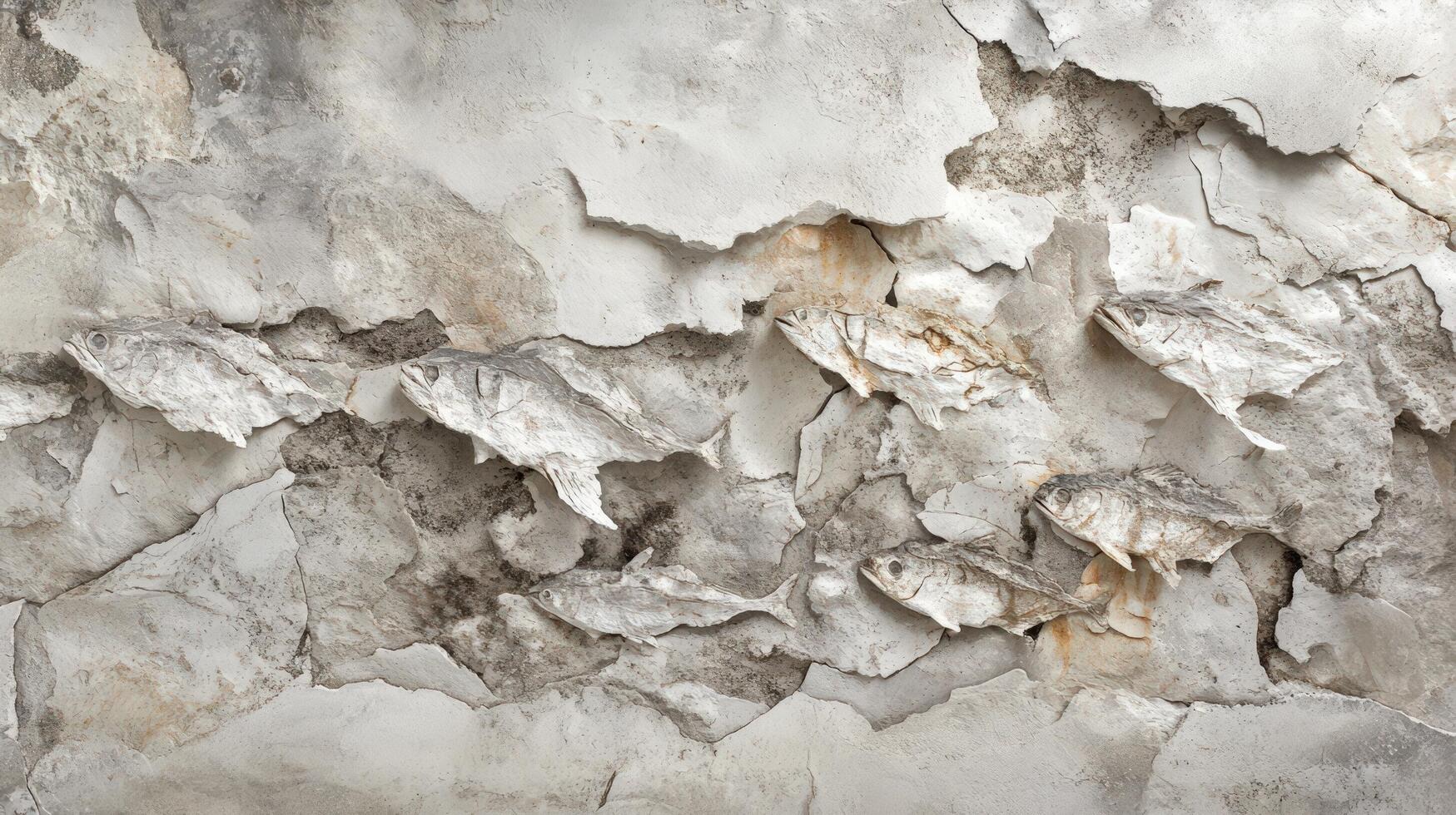 Dried Fish Embedded In A Cracked Wall photo