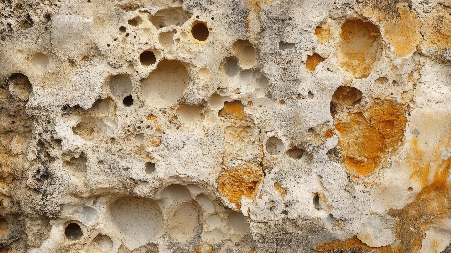 Eroded Rock Surface Showing Numerous Holes and Textures photo