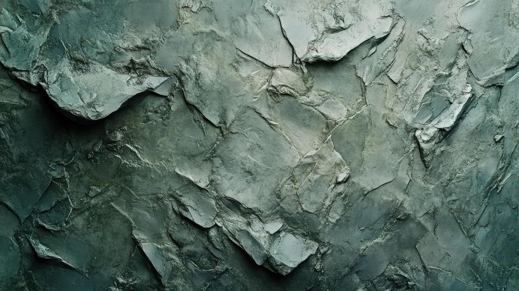Dark Green Rough Textured Stone Wall photo