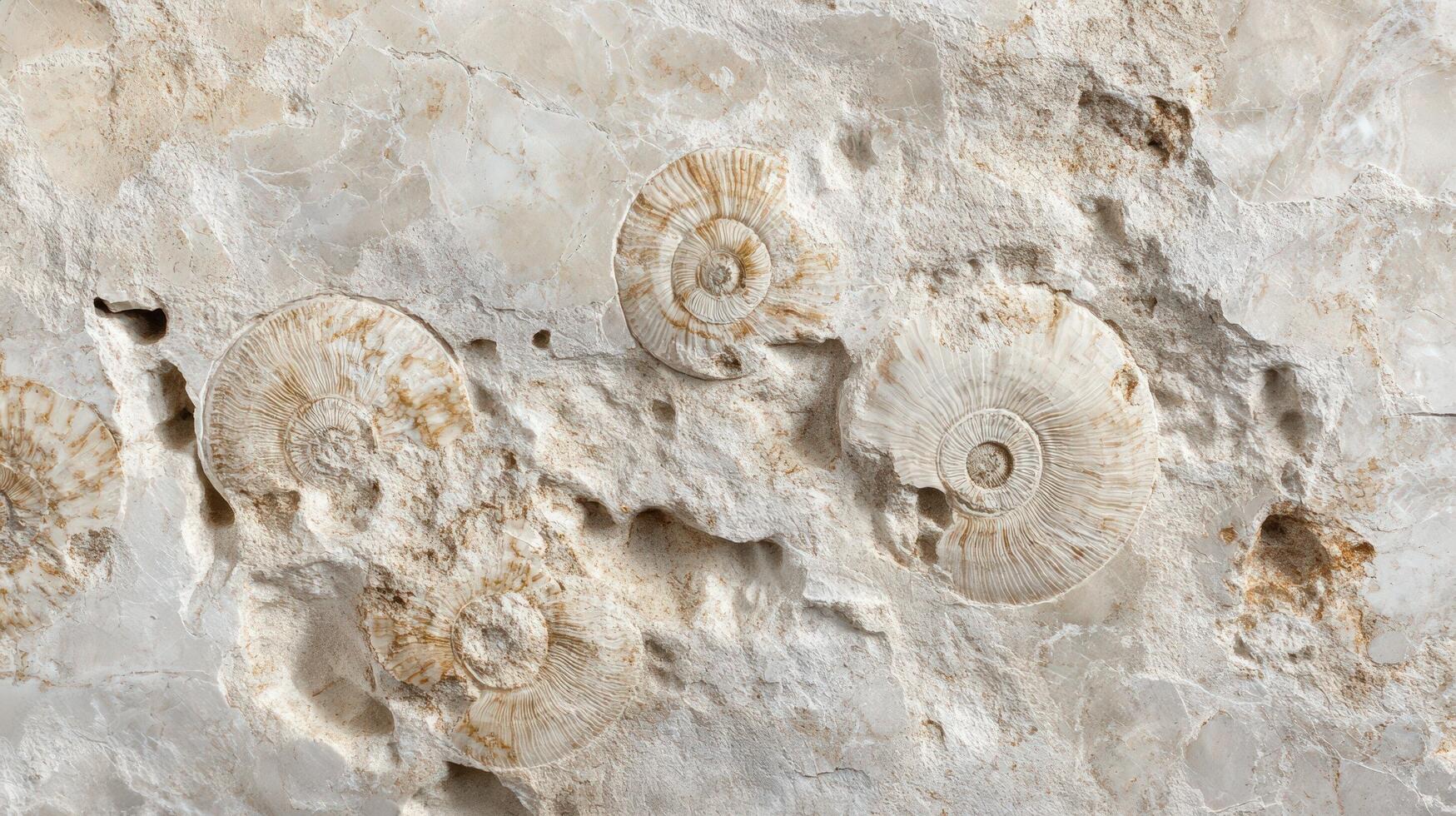 Fossils on the wall of a cave photo