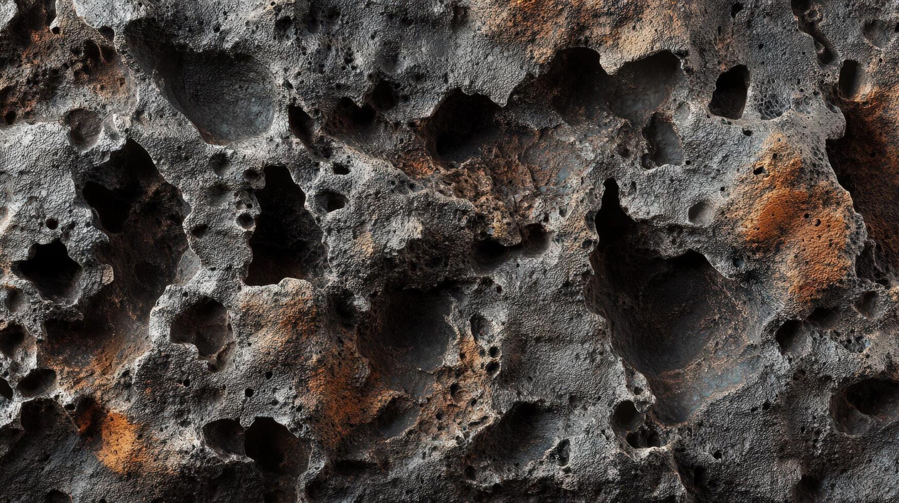 Dark Grey Rock Surface With Numerous Holes photo