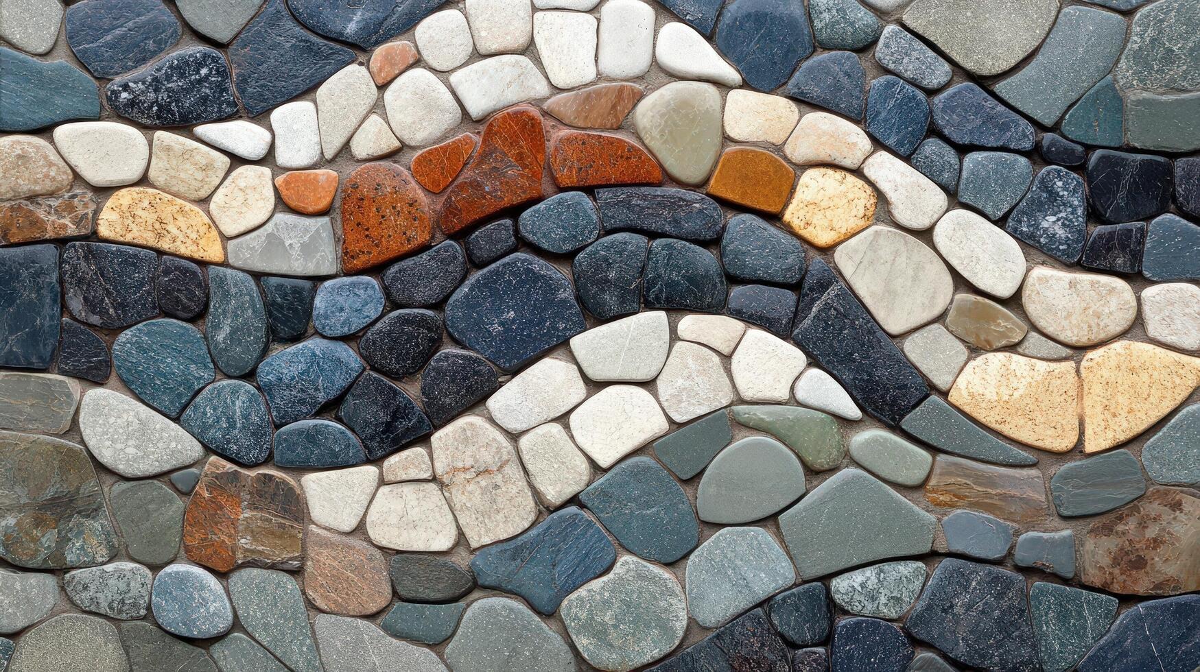 Colorful Stone Mosaic Pattern Wave Design photo